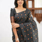 DEIANA'S Beautiful Designer Golden zari Soft Lichi Silk Saree - Black - Swadesiicart
