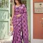 Anaita Purple Linen Cotton Woven Saree With Blouse