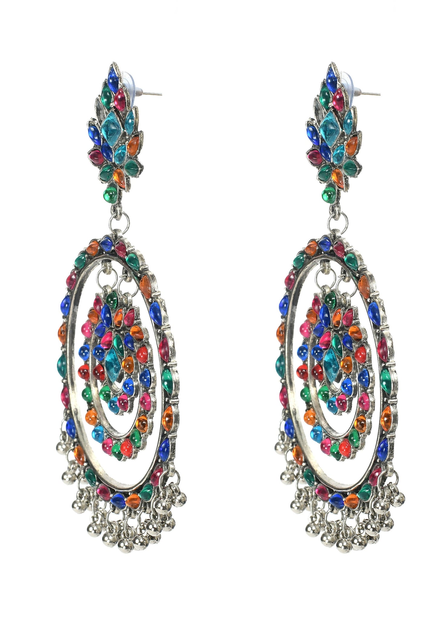 Mominos Fashion Johar Kamal Women's Multi Colour Kundan Circles Earrings - Swadesiicart