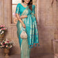 Aastha Fashion Sea Green Banarasi Tissue Silk Weaving Saree