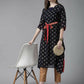 Ahalyaa Women Navy Blue Georgette Gold Printed Kaftan Kurta | Swadesiicart