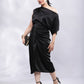 BohoJazz Drape Skirt with One Shoulder Cowl Top Co-ord Set - Black - Swadesiicart
