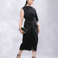 BohoJazz Drape Skirt with One Shoulder Cowl Top Co-ord Set - Black - Swadesiicart