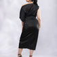 BohoJazz Drape Skirt with One Shoulder Cowl Top Co-ord Set - Black - Swadesiicart