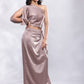 BohoJazz Drape Skirt with One Shoulder Cowl Top Co-ord Set - Champagne - Swadesiicart