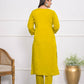 Yellow Viscose Silk Embroidery with Thread and sequence Stitched Suit With Dupatta - Tanisha | Swadesiicart