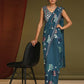 Blue Pure Georgette Sequence work Ready to wear Saree with stitched Blouse - Nirvana | Swadesiicart