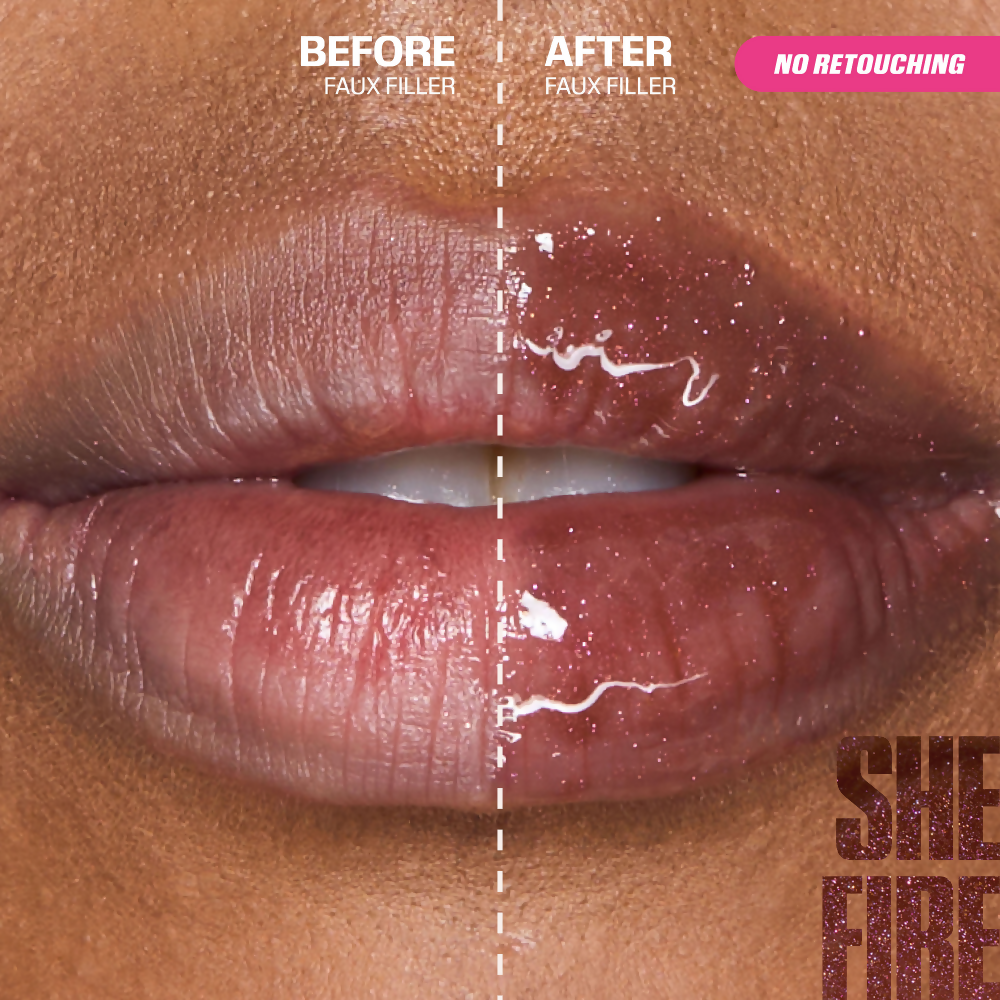Huda Beauty Icy Nude Faux Filler Lip Gloss - She Fire | Swadesiicart