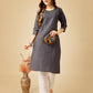 Jyoti Fashion Women's Grey Cotton Blend Embroidered Kurta Pant Set | Swadesiicart