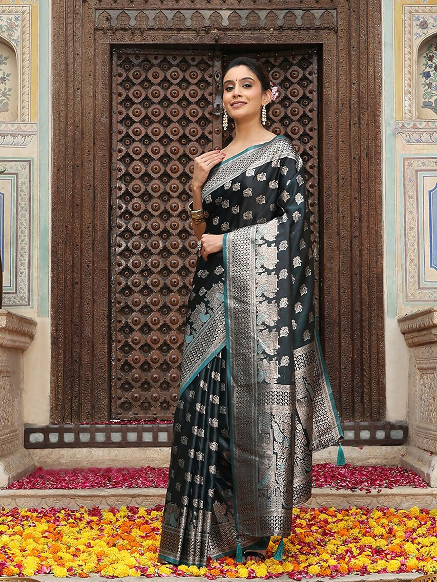 Shree Shyam Fashion Teal Silk Saree
