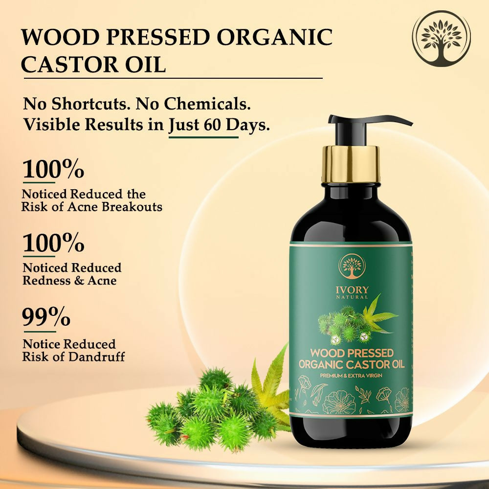 Ivory Natural Wood Pressed Organic Castor Oil For Healthy Skin & Hair Wellness | Swadesiicart
