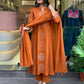 The52 Orange Women's Gorgeous Chanderi Fabric Embroidered Work Straight Kurta Pant and Dupatta Set - Swadesiicart