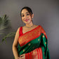 Joban Fashion Banarasi Green Woven Soft Silk Saree | Swadesiicart