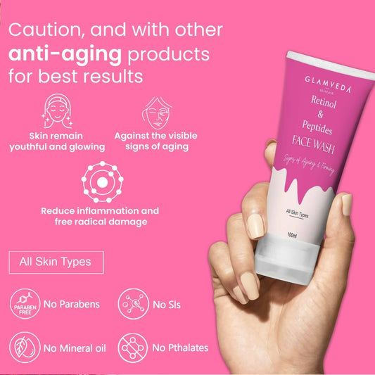 Glamveda Retinol & Peptide Anti Ageing Face Wash - Swadesiicart