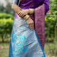 Vishnu Weaves Women's Purple Banarasi Silk Saree with Blouse - Swadesiicart