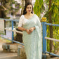 Blue Poly Chiffon Ethnic Motifs Saree with Unstitched Blouse - Hiral Fashion | Swadesiicart