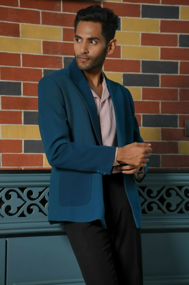 Teal Blue Smart-Casual Co-Ord Set by Hilo Design - Swadesiicart