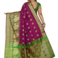 Vamika Banarasi Cotton Silk Pink Weaving Saree | Swadesiicart