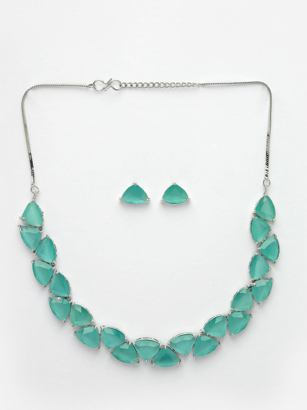 NVR Women's Green Artificial Stones Studded Handcrafted Jewellery Set - Swadesiicart