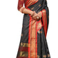 DEIANA'S Beautiful Designer Golden zari Soft Lichi Silk Saree - Black - Swadesiicart