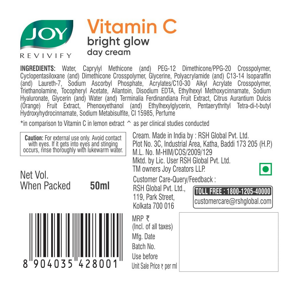 Joy Revivify Vitamin C Brightening Face Cream - Swadesiicart