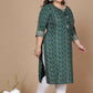 Miravan Women's Plus Size Rayon Bandhani Print Straight Kurta Green - Swadesiicart