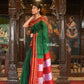 Very Much Indian Handloom Cotton Viscose Ilkal Saree Bright Green With Red Border | Swadesiicart