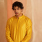 Yellow Viscose Chikankari Embroidery Work Men's Traditional Kurta Set - Mahotsav | Swadesiicart