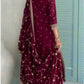 Anaita Maroon Chinon Anarkali Suit with Embroidery Sequins Work
