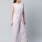 Ahalyaa Womens Blue Crepe Gold Printed Jumpsuit | Swadesiicart