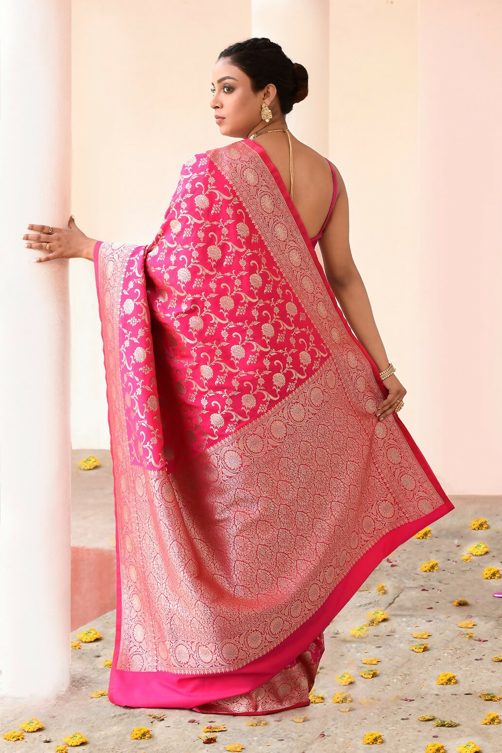 Joban Fashion Hot Pink Soft Pure Handloom Banarasi Silk Saree | Swadesiicart
