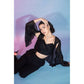 Black Georgette Sequence With Thread Designer Co-Ord Set - Flory - Swadesiicart