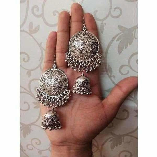 MS Fashion India Muskan Fancy Beautiful Oxidised Silver Plated Jhumka Earrings | Swadesiicart