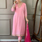 Partywear Designer Viscose Silk Blend Pink Stitched Suit With Dupatta - Tanisha | Swadesiicart