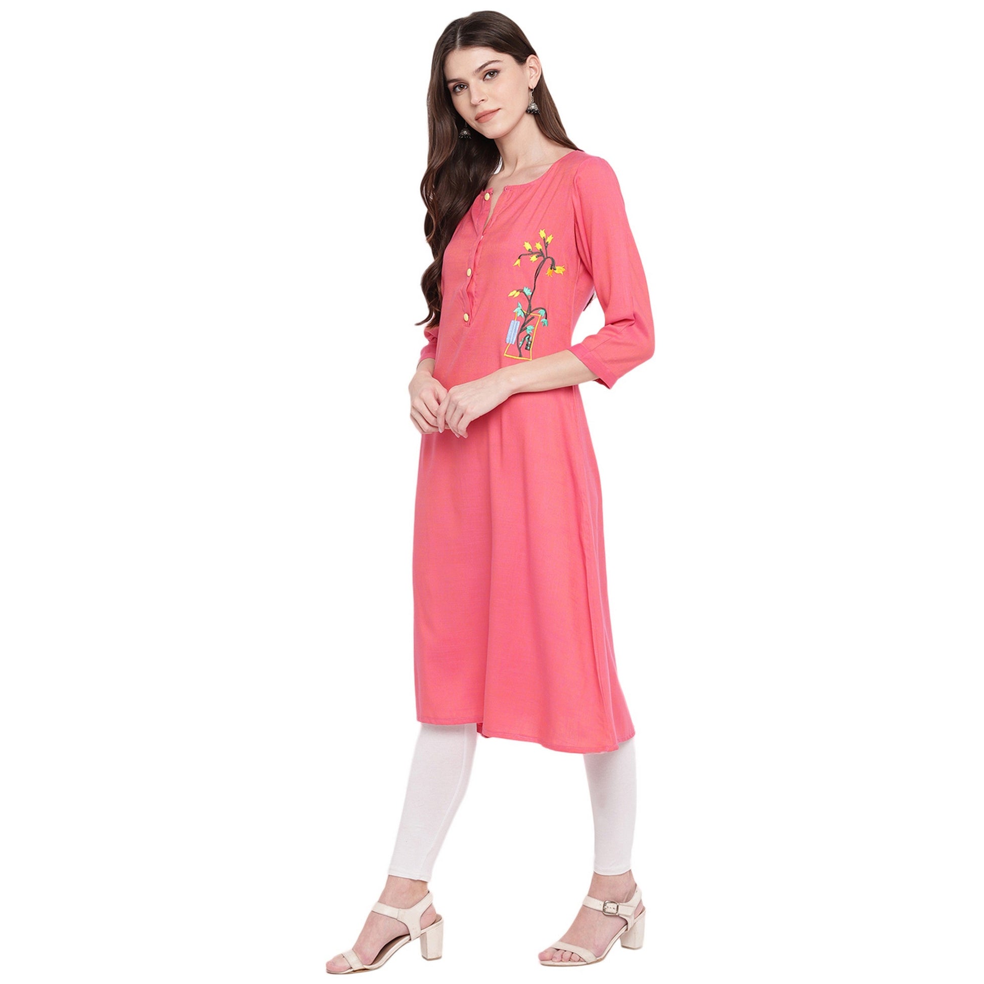 NOZ2TOZ Women's Light Pink A-Line Kurta- (1pc set) - Swadesiicart