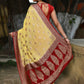 Joban Fashion Pale Yellow Crepe Chiffon Pure Handloom Banarasi Silk Saree | Swadesiicart