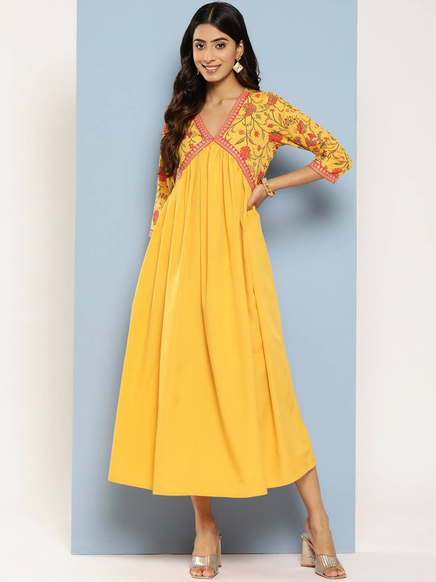Ahalyaa Women's Traditional wear Ethnic Dress - Mustard | Swadesiicart