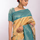 Vishnu Weaves Women's Yellow Tissue Silk Zari Woven Saree with Blouse - Swadesiicart