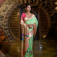 Vishnu Weaves Women's Pista Paithani Silk Zari Woven Saree with Unstitched Blouse - Swadesiicart