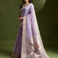 Vishnu Weaves Women's Lavender Muga Cotton Thread Woven Butti with Blouse - Swadesiicart