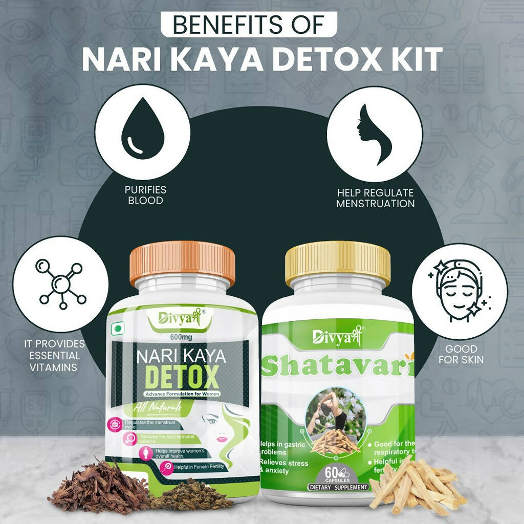 Divya Shree Nari Kaya Detox Capsule and Shatavari Capsule Combo - Swadesiicart