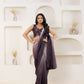 Wine Satin Pedding Designer, Printed Party Wear Ready To Wear Saree - Femina | Swadesiicart