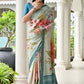 Vishnu Weaves Women's Firozi Satin Silk Printed Saree with Blouse - Swadesiicart