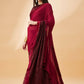 Maroon Lycra Embossed Fancy Velvet, Sequins Embroidery, Frill Details Saree - Norita Hit Design - Swadesiicart