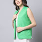 Even Apparels Green Polyblend Open Front Women's Waistcoat | Swadesiicart