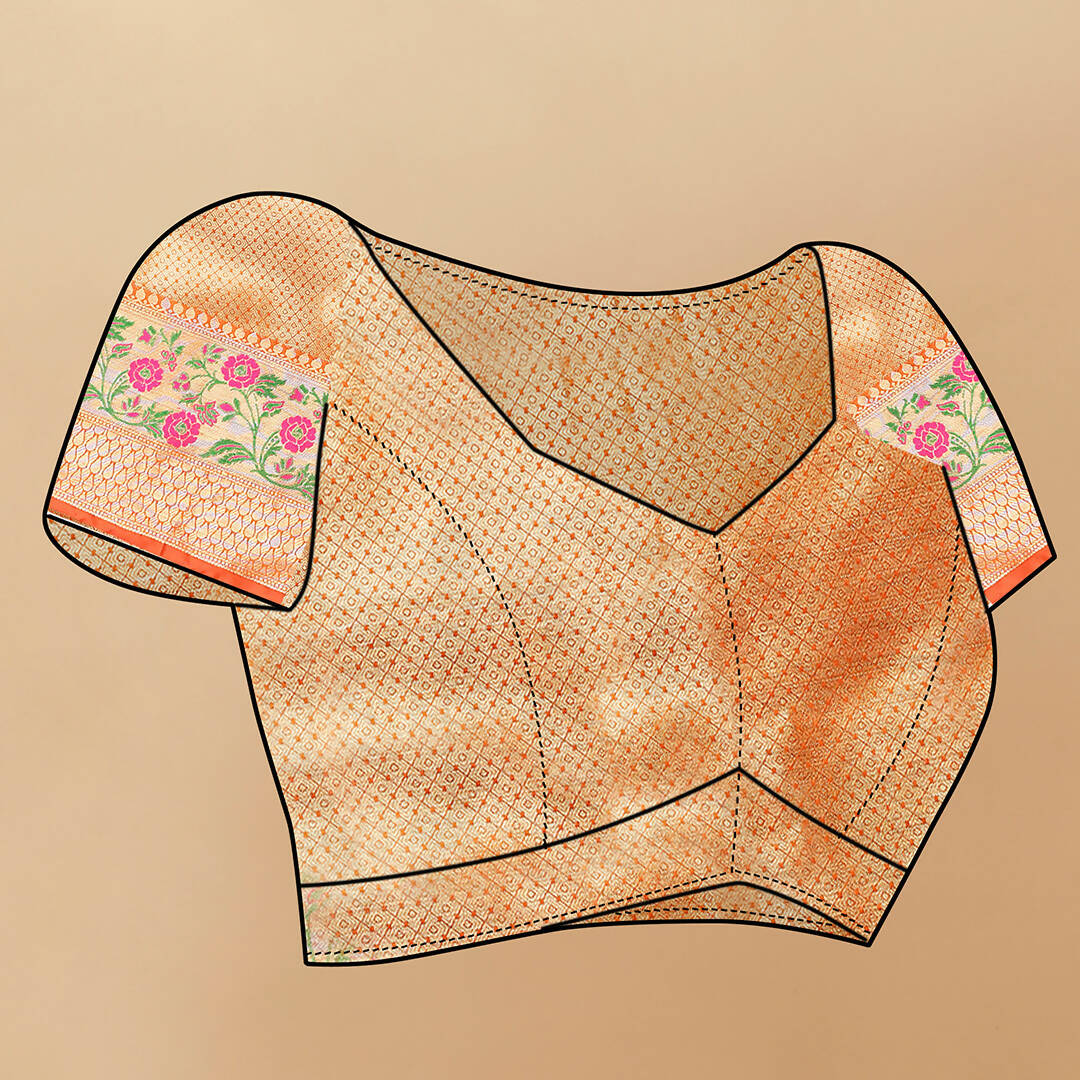Lorenvalley Fashion Orange Soft Silk Woven Design with Zari Weaving Leheriya Design Saree - Swadesiicart
