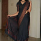 DEIANA'S Beautiful Designer Golden zari Soft Lichi Silk Saree - Black - Swadesiicart