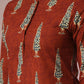 Myshka Women's Rust Printed Cotton Round Neck Party Tunic With Trousers Co-ord set - Swadesiicart
