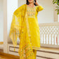 The52 Yellow Women's Beautiful Embroidered Viscose Shimmer Fabric with Straight Kurta, Pant and Dupatta Set - Swadesiicart