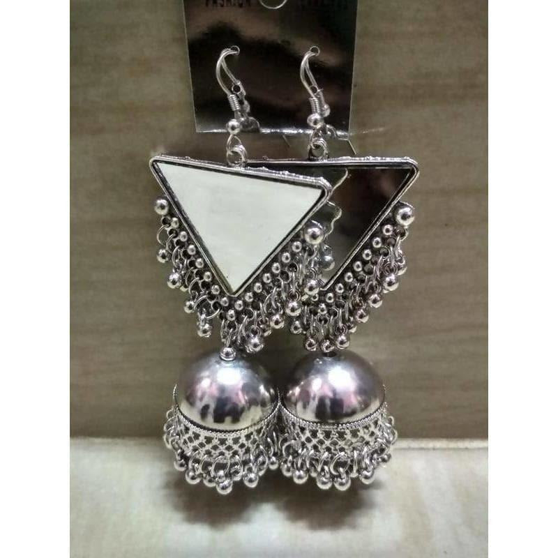 MS Fashion India Latest Fashion Silver Oxidized Mirror Design Jhumka Party wear Earrings | Swadesiicart